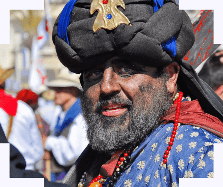 Ciudadano de Sóller disfrazado de pirata musulmán en la batalla del "pont de'n Barona"