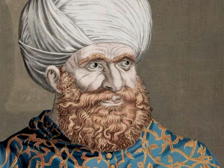 Drawing of the Turkish-Ottoman corsair Hayr al-Din Jeireddin (1475-1546), nicknamed Barbarossa.