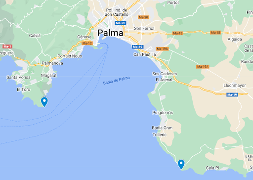 captura de google maps sobre el municipio de Palma de Mallorca